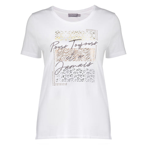 T-shirt with foil and rhinestones