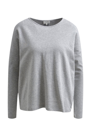 Sweatshirt w roundneck, oversized shoulder, 1/1 sleeves and pleat
