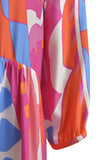 Maxidress w v-neck, voluminous sleeves and wide skirt